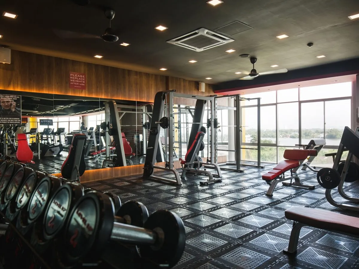 Free weights with a view at Level Up Fitness iCom Square