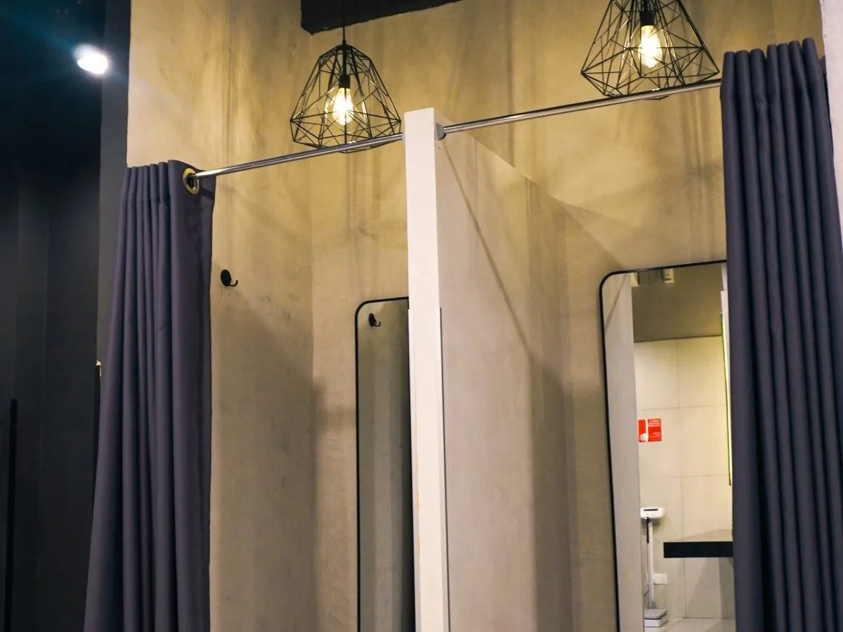 Changing cubicles, showers and a surau at Level Up Fitness Samarahan
